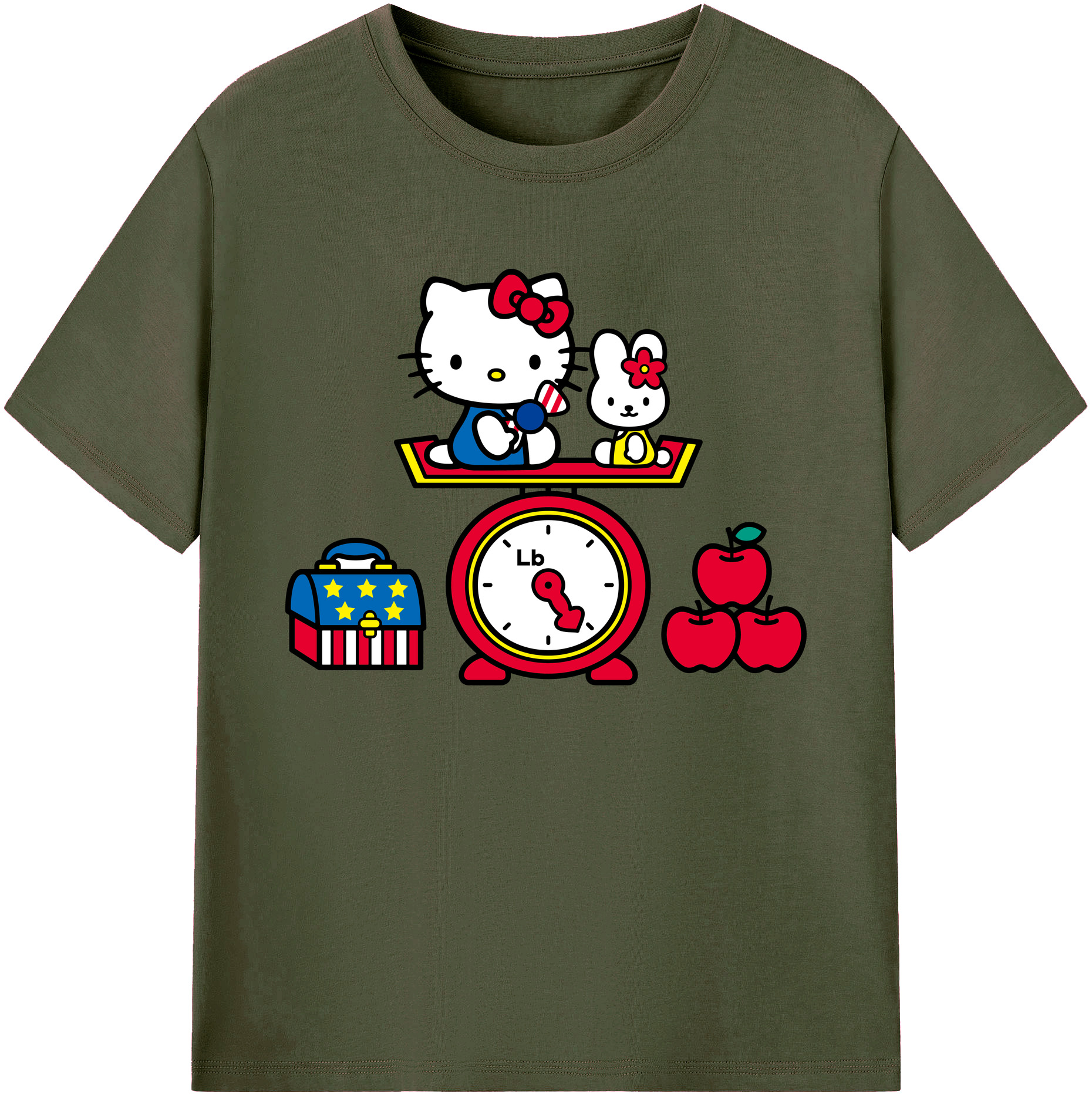 （画像用） Hello Kitty ハローキティ 綿100％ メンズ半袖Tシャツ｜肌触りやわらか＆通気性